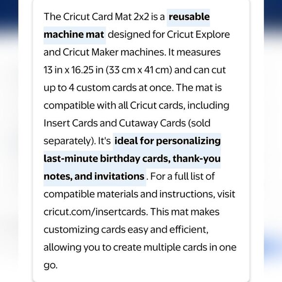 Cricut Crafting Card 2x2 Mat - Picture 5 of 7